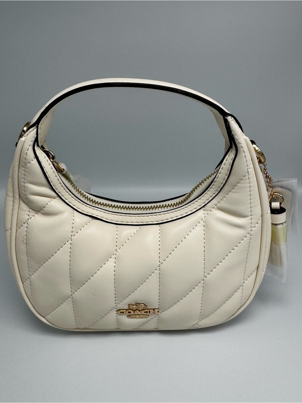 Coach Quilted Cream Leather Shoulder Hobo with Gold Hardware (Used Gently)